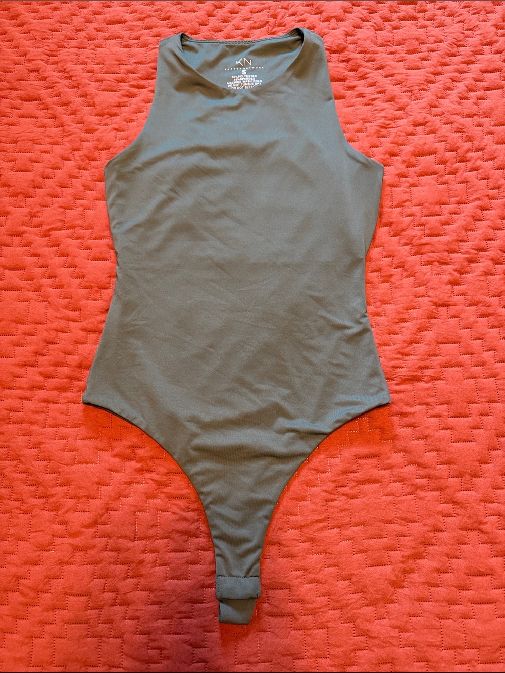 Klassy Network Olive Green Body Suit With Open Back - Size Small